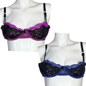 Oh La La Cheri 1 Blue and Black 1 Purple and Black Lace Shelf‎ Bra